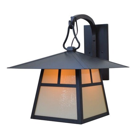 Arroyo Craftsman 15" Carmel Wall Mount Without Overlay (Empty), Pewter, Frosted Glass CB-15EF-P